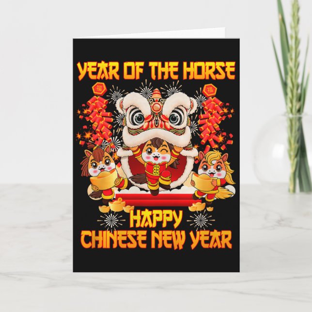 Cartão Happy Chinese New Year 2026 Year Of The Horse Kid  (Frente)