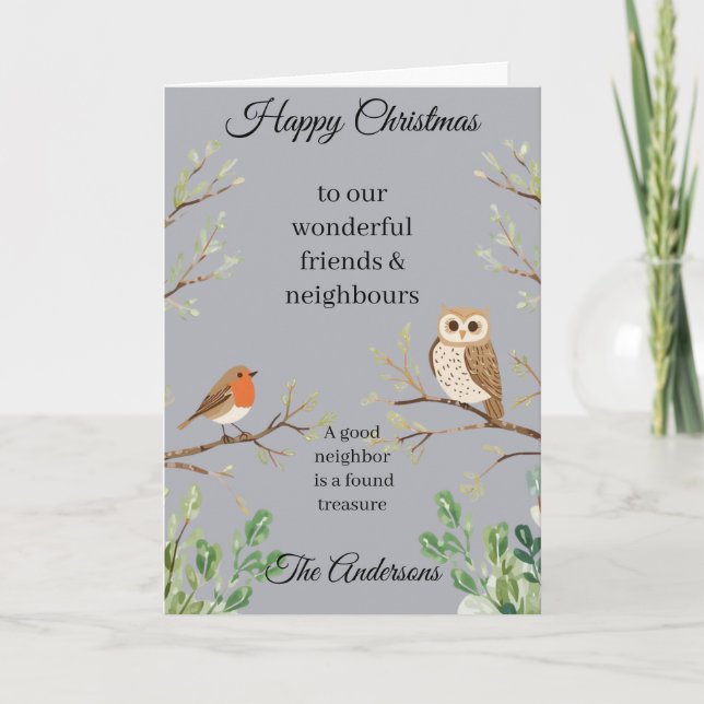 Cartão Happy Christmas Card Neighbors and Friends (Frente)