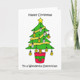 Cartão Happy Christmas to Electrician Cartoon Tree