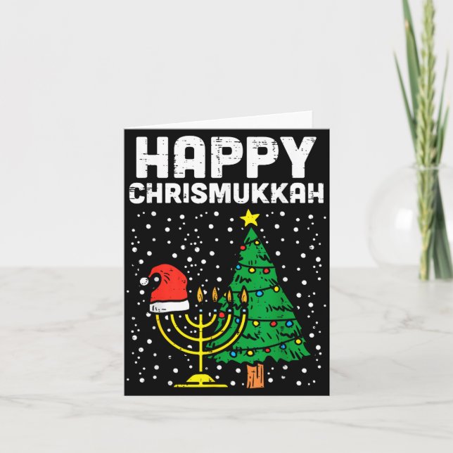 Cartão Happy Christmukkah Jewish Christmas Hanukkah Chanu (Frente)