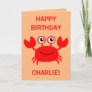 Cartão Happy Crab custom greeting card