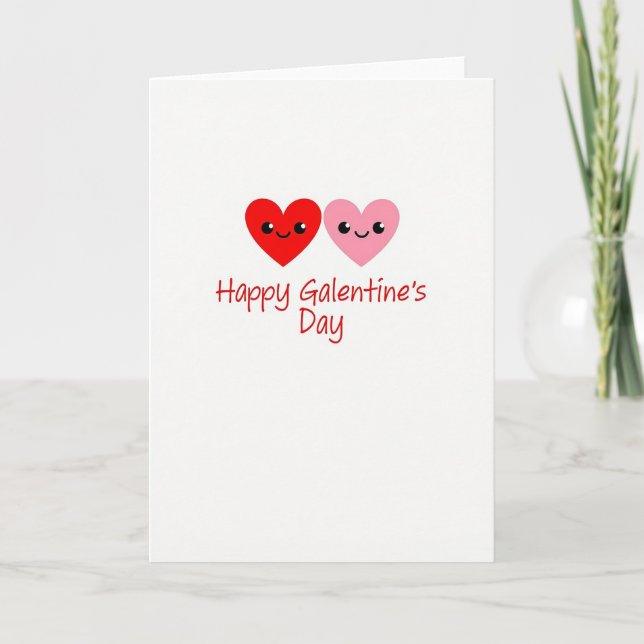 Cartão Happy Cute Hearts Galentines Day Card (Frente)