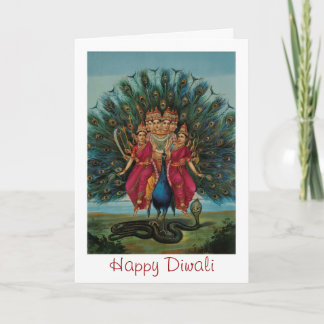 Cartão Happy Diwali com deusa indiana