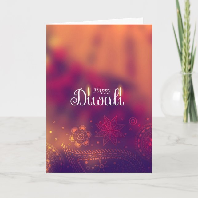 Cartão Happy Diwali Deepawali Festival Indiano de Luzes (Frente)