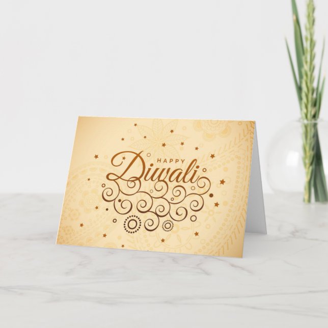 Cartão Happy Diwali Deepawali Festival Indiano de Luzes (Frente)