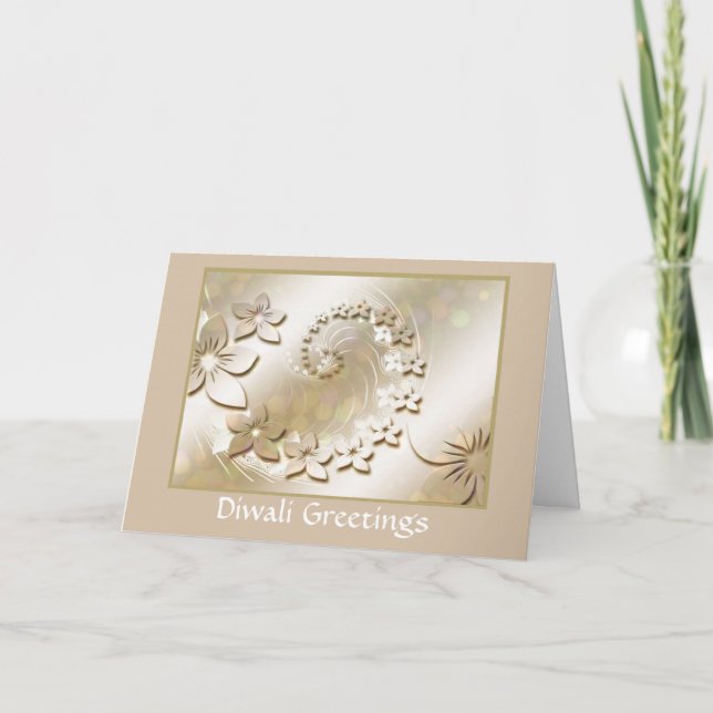 Cartão Happy Diwali with flower scroll (Frente)