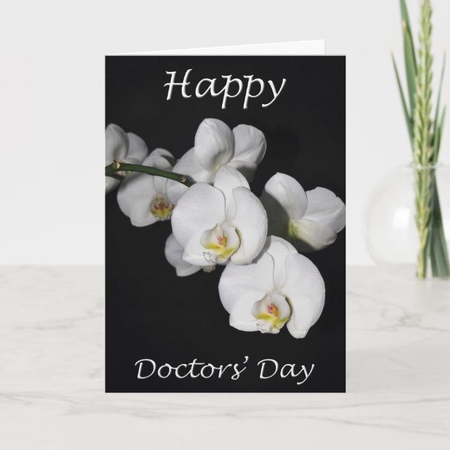 Cartão Happy Doctors' Day White Orchid Flower (Frente)