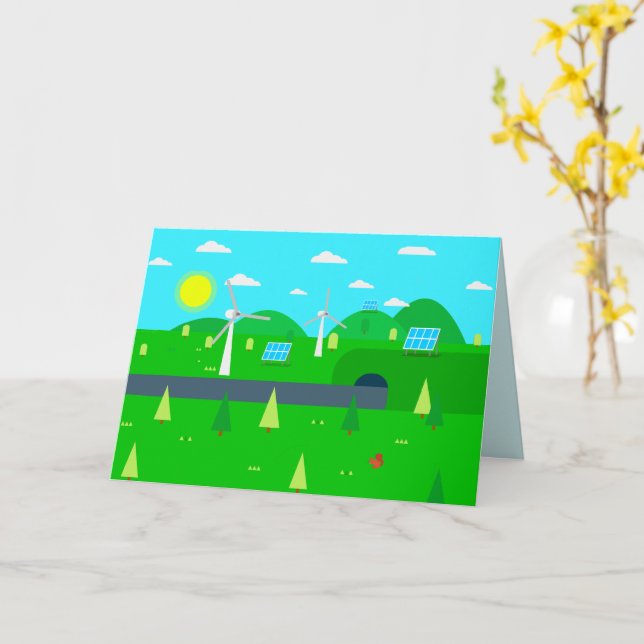 Cartão Happy Earth Day Sustainable Energy Custom Text (Flor Amarela)