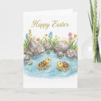 Cartão Happy easter baby turtles