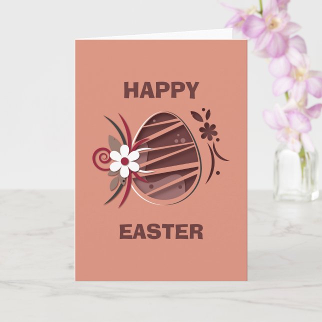 Cartão Happy Easter  Card with Colorful Eggs and Flowers (Orquídea)