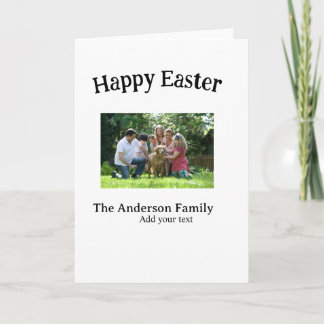 Cartão Happy Easter family photo name text reunion simple