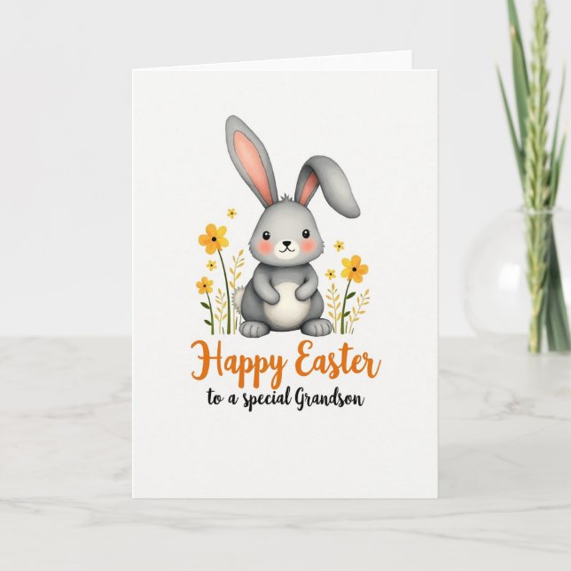 Cartão Happy Easter Grandson Hare Card (Frente)