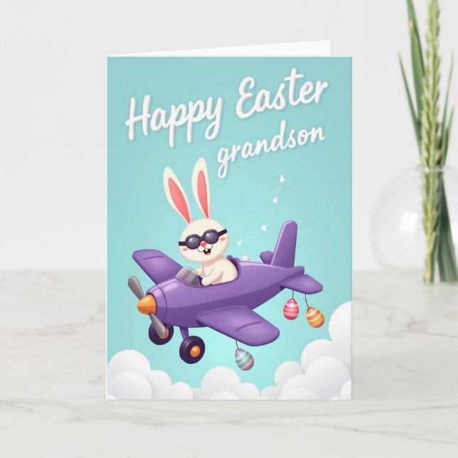 Cartão Happy Easter Grandson Plane Card (Frente)
