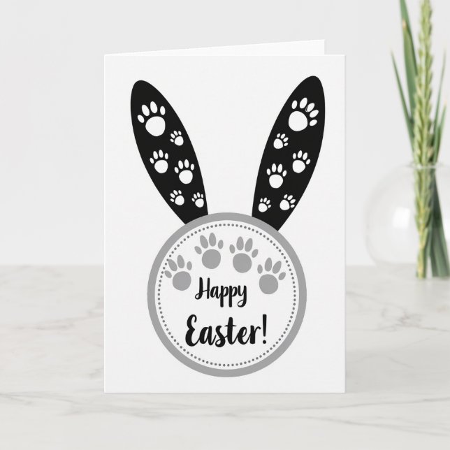 Cartão Happy Easter Paw Prints Card (Frente)
