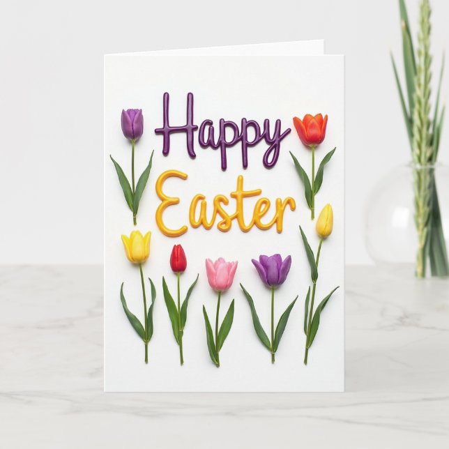 Cartão Happy Easter Spring Flower Card (Frente)