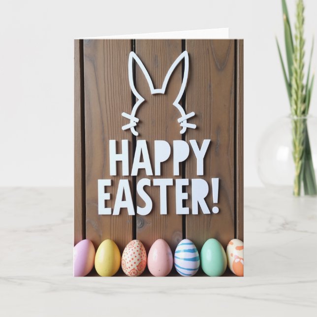 Cartão Happy Easter Wood Design Card (Frente)