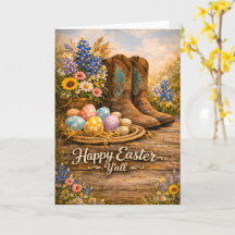 Happy Easter Y’all Boots & Wildflowers Card
