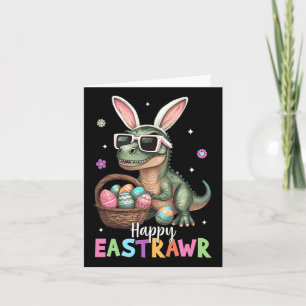 Cartão Happy Eastrawawt Rex Easter Bunny Dinosaur Egs Bo