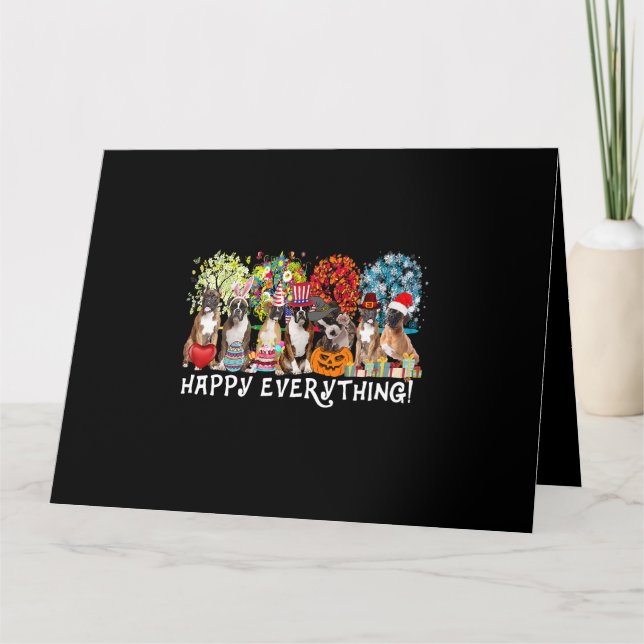 Cartão Happy Everything Boxer Dog Seasons All Year Tree L (Frente)