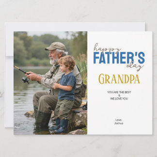 Cartão Happy Father’s Day Grandpa Blue Modern Photo