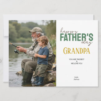 Cartão Happy Father’s Day Grandpa Green Modern Photo