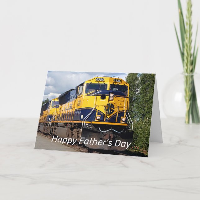 Cartão Happy Father's Day: Alaska Railroad locomotive (Frente)