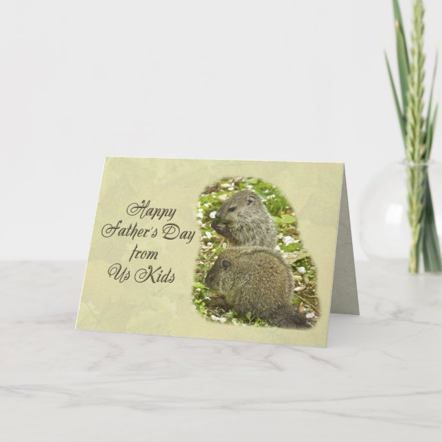 Cartão Happy Father's Day - Baby Groundhogs (Frente)