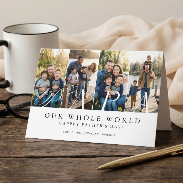 Cartão Happy Father's Day Best Papa Ever Photo Collage (Happy Father's Day Best Papa Ever Photo Collage Card)