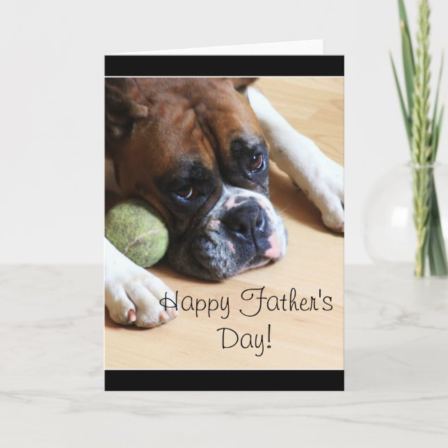 Cartão Happy Father's Day Boxer Dog Greeting Card (Frente)