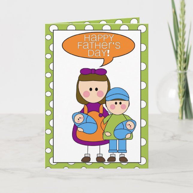 Cartão happy father's day (boy/girl/boy twins) (Frente)