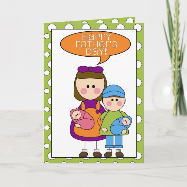 Cartão happy father's day (boy/girl/twins) (Frente)