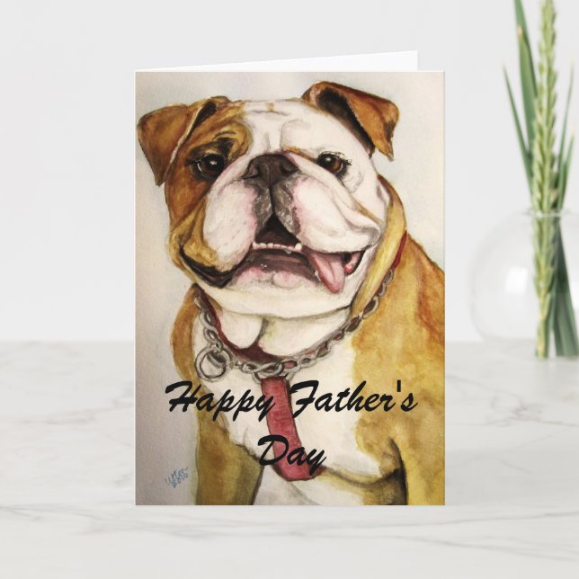 Cartão Happy Father's Day bulldog card (Frente)