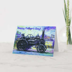 Cartão Happy Father's Day card with a Steam Tractor