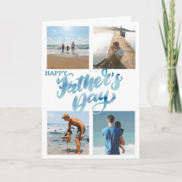 Cartão Happy Father's Day Cool Minimal Photo Collage