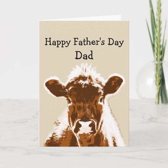 Cartão Happy Father's Day Dad Cow Joke Humor (Frente)