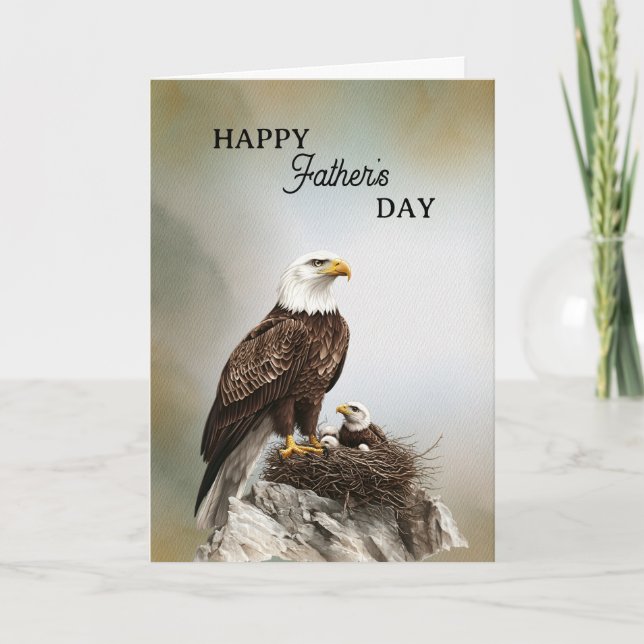 Cartão Happy Father's Day Eagle and Chick (Frente)