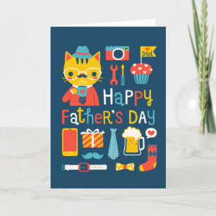 Cartão Happy Father's Day father Cat