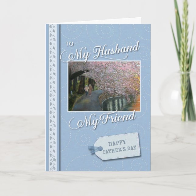 Cartão Happy Fathers Day my husband my friend (Frente)