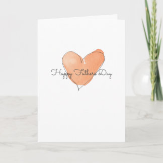 Cartão Happy Fathers Day Orange Watercolor Heart 