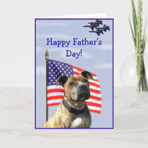 Cartão Happy Father's Day Pitbull greeting card