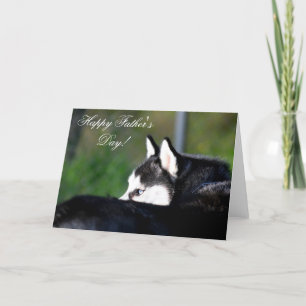 Cartão Happy Father's Day Siberian Husky greeting card