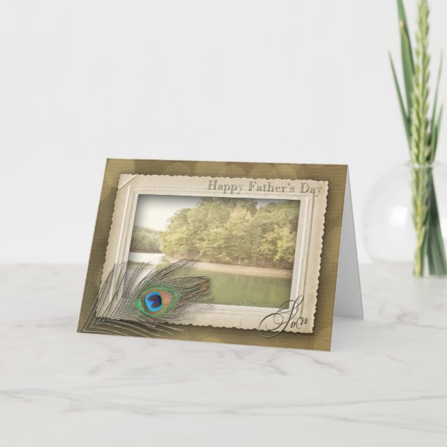 CARTÃO HAPPY FATHER'S DAY - SON - VINTAGE LAKE SCENE (Frente)