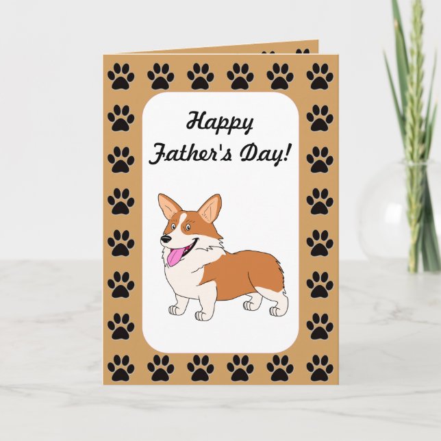 Cartão Happy Father's Day Welsh Corgi (Frente)