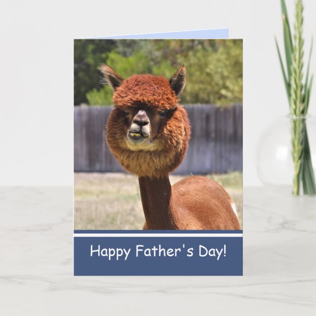 Cartão Happy Father's Day with funny Alpaca! (Frente)