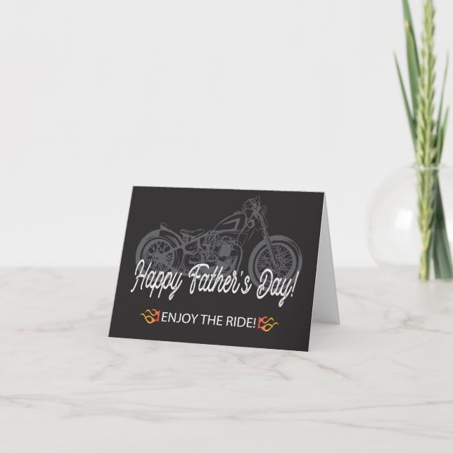 Cartão Happy Father's Day with Motorcycle Enjoy the Ride (Frente)
