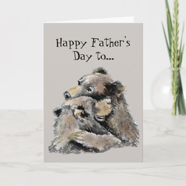 Cartão Happy Father's Day World's Best Bear Hugger (Frente)