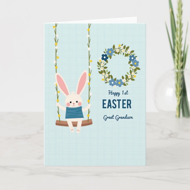 Cartão Happy First Easter Great Grandson Card (Frente)