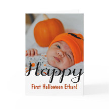 Happy First Halloween custom baby photo Card