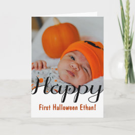 Cartão Happy First Halloween custom baby photo Card