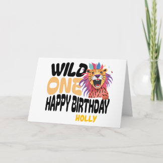 Cartão Happy First Wild One Safari Themed 1st Birthday 